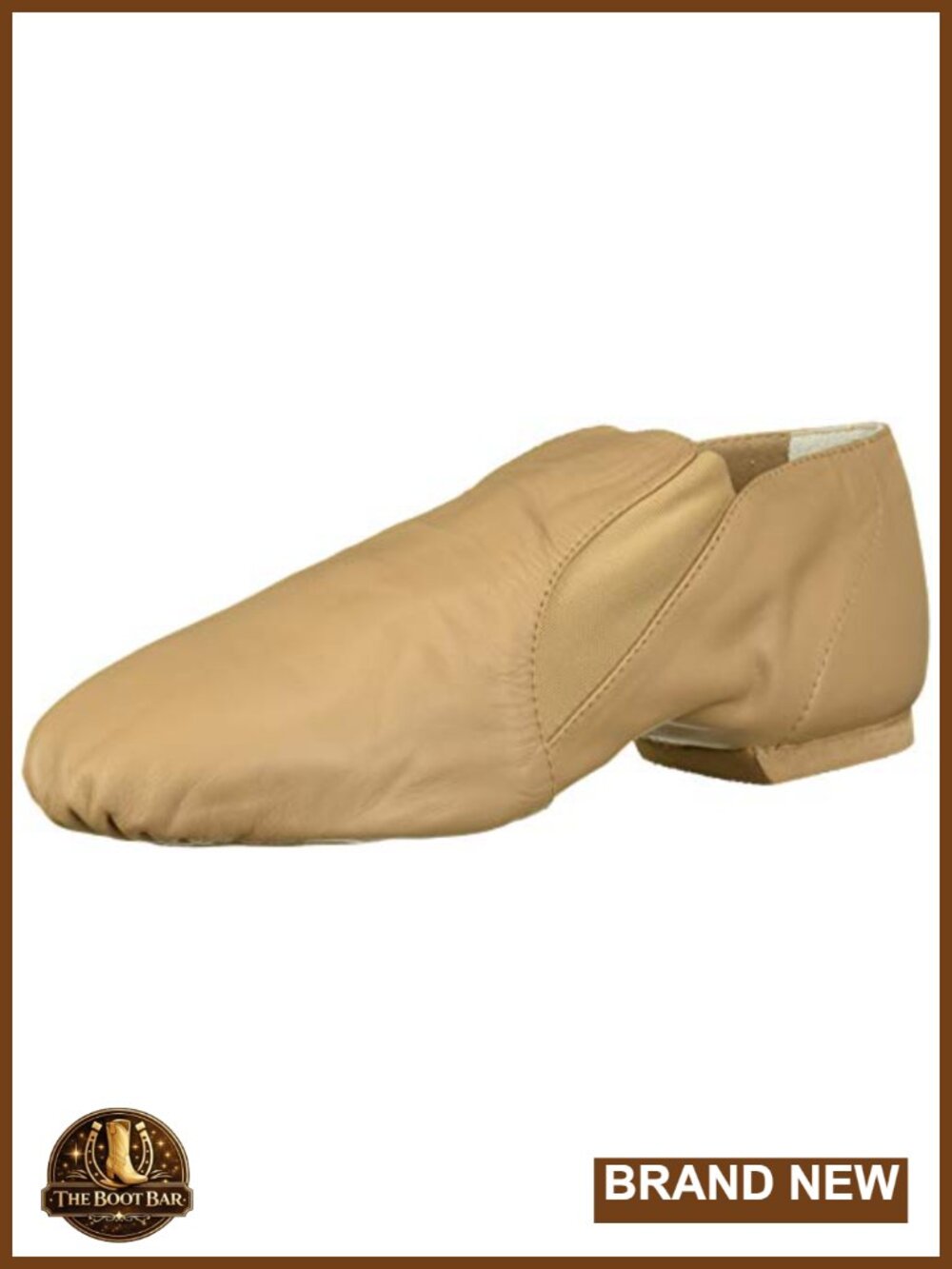 Women's Leather Split Sole Jazz Shoe Dance Bootie with Elastic Insert